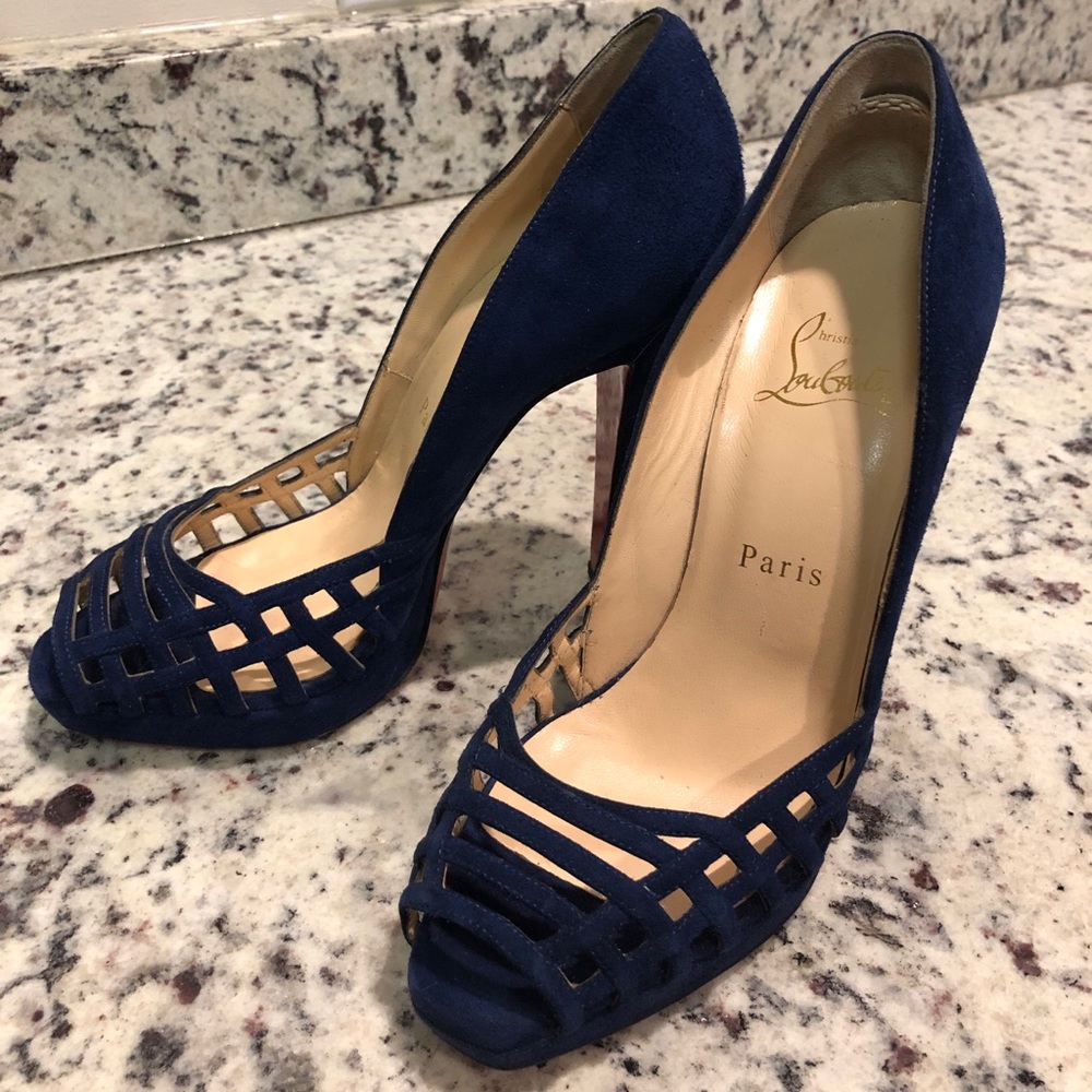 Christian Louboutin Blue Suede Heels